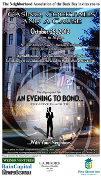 Thursday, October 25, 7:00 pm – 10:00 pm – Casino, Cocktails and a Cause